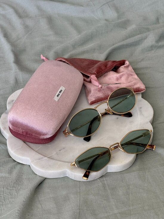 Miu Miu Women Sunglasses LOGO Gold Green Mirror Silver Oval MU52YS 5AK04M